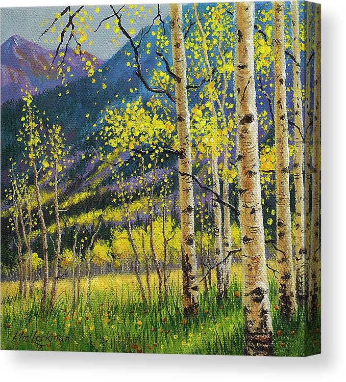 Miniature Art Canvas Print featuring the painting Colorful Aspens by Kim Lockman