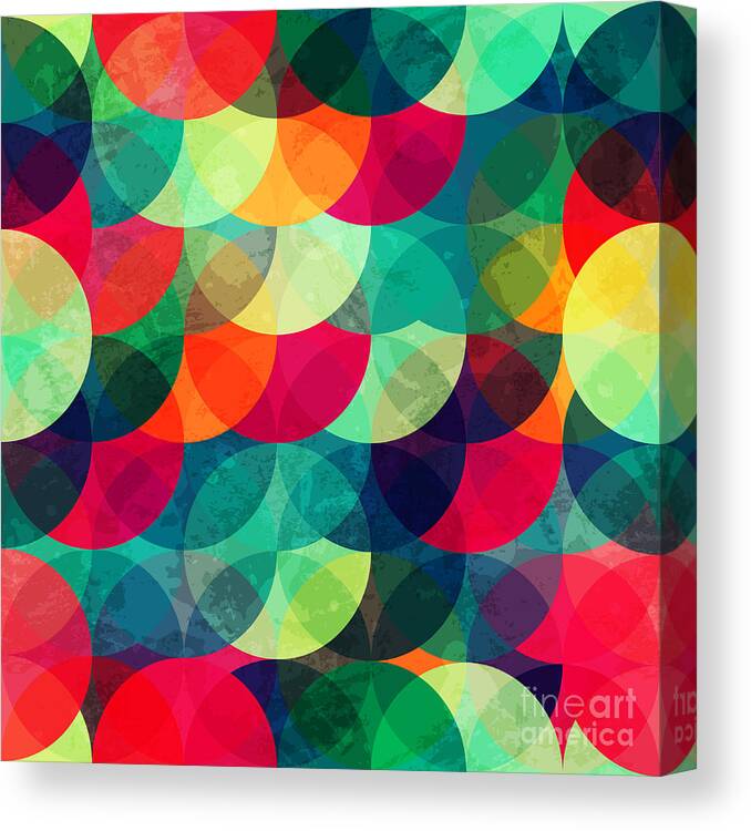 Beauty Canvas Print featuring the digital art Colorful Circle Seamless Pattern by Gudinny