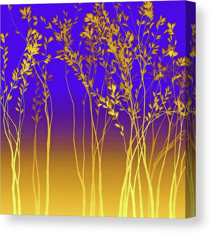Minimalist Tree Silhouette Canvas Print featuring the painting Come Twilight by Susan Maxwell Schmidt