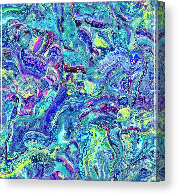 Poured Acrylics Canvas Print featuring the painting Confetti Dimension by Lucy Arnold