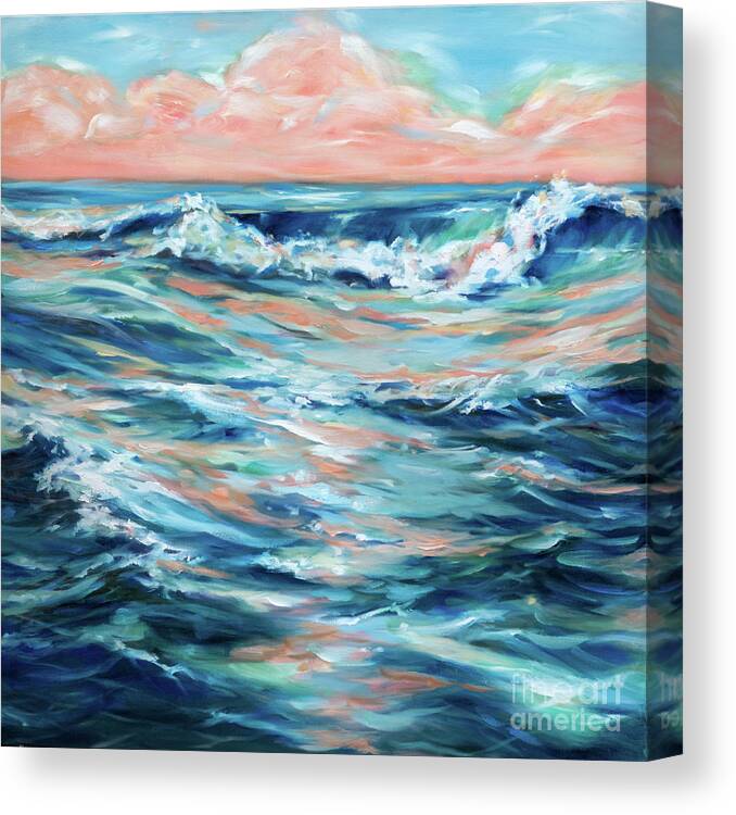 Ocean Canvas Print featuring the painting Coral Reflections by Linda Olsen