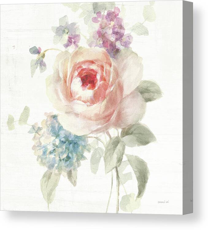 Blue Canvas Print featuring the painting Cottage Garden IIi Crop by Danhui Nai