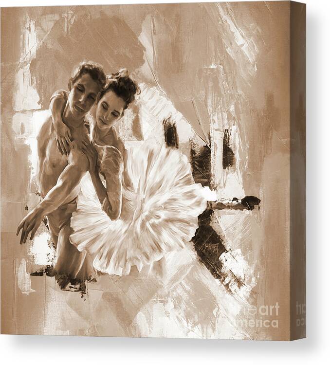 Ballerina Canvas Print featuring the painting Couple dance Ballerina 01 by Gull G