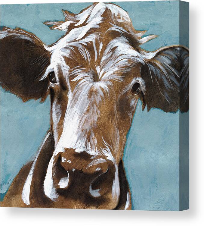 Animals & Nature+farm+cows & Sheep Canvas Print featuring the painting Cow Kisses II by Jennifer Paxton Parker