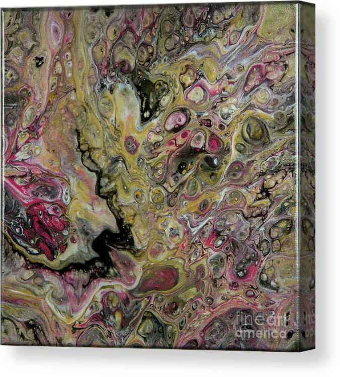 Poured Acrylic Canvas Print featuring the painting Crazy Lace Agate by Lucy Arnold
