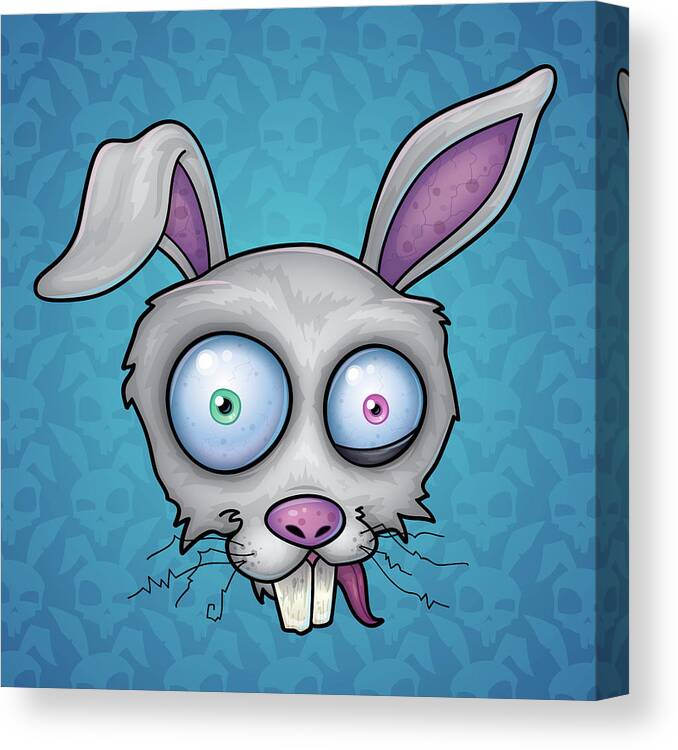 White Canvas Print featuring the digital art Crazy White Rabbit by John Schwegel