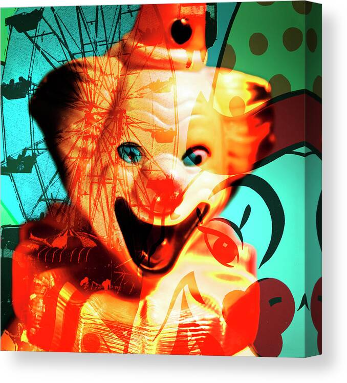 Afraid Canvas Print featuring the drawing Creepy Clown by CSA Images