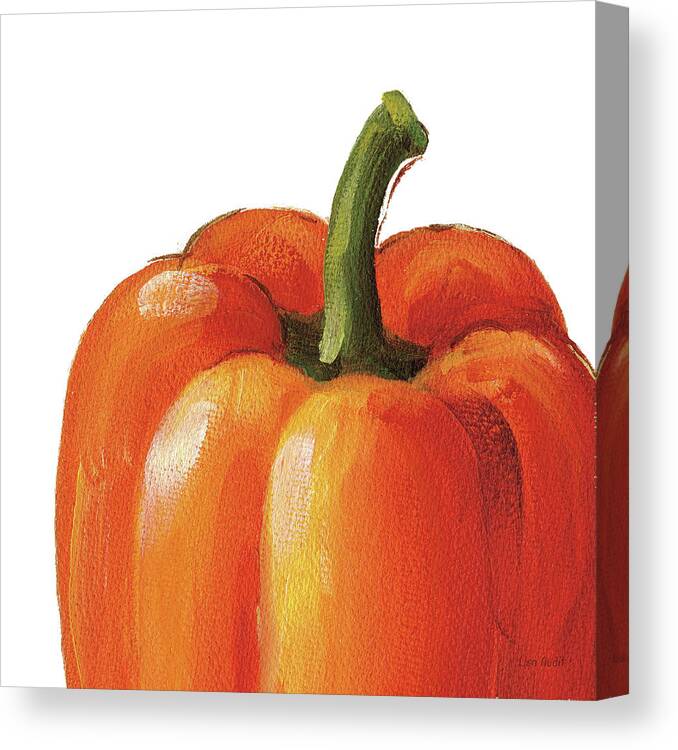 Bell Peppers Canvas Print featuring the painting Crunchy On White by Lisa Audit