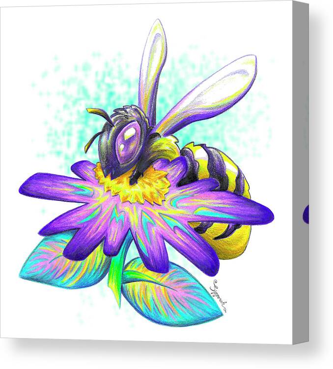 Art Canvas Print featuring the drawing Cute Cartoon Bee by Sipporah Art and Illustration