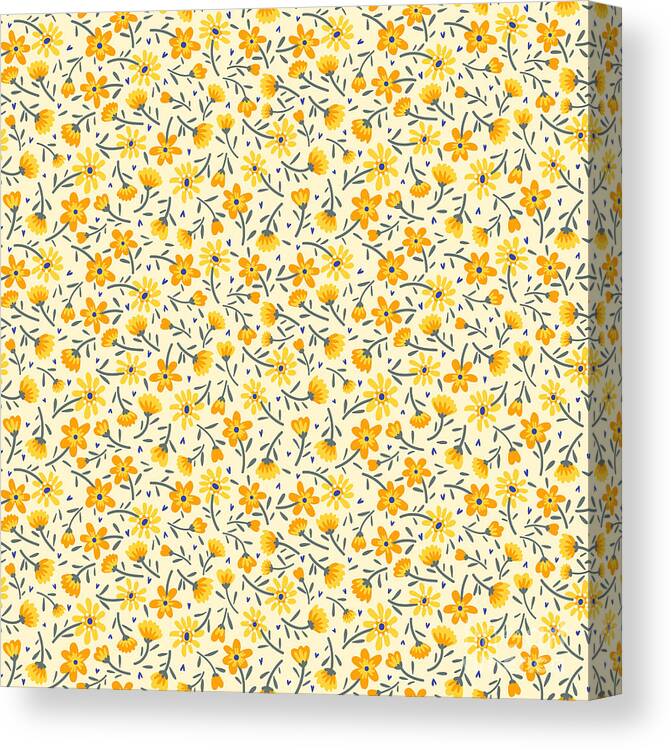 Gift Canvas Print featuring the digital art Cute Pattern In Small Flower Small by Ann.and.pen