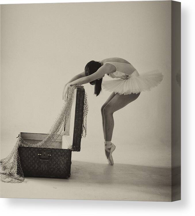 Motion Canvas Print featuring the photograph Dancer & Box-4 by Rob Li