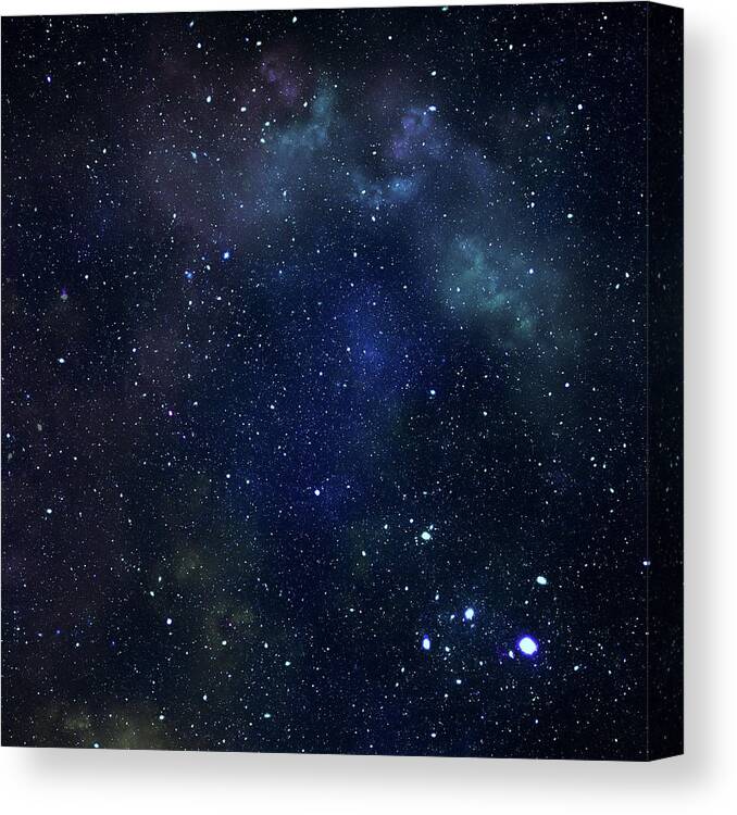 Black Color Canvas Print featuring the photograph Dark Starry Sky by Sololos