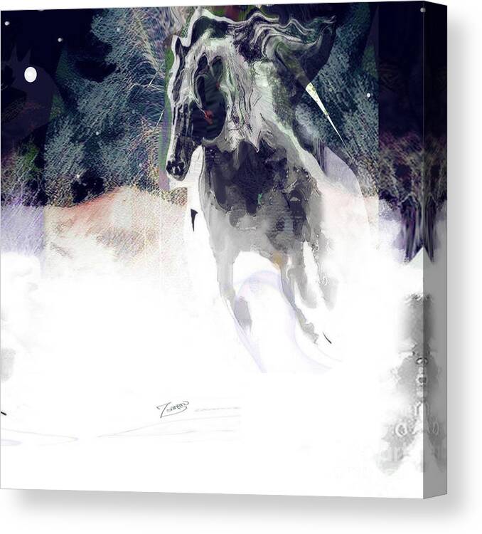 Square Canvas Print featuring the mixed media Dashing Through the Snow by Zsanan Studio