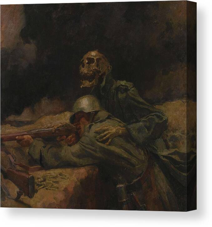 Soldier Canvas Print featuring the photograph Death Directs the Bullet Oil by Hans Larwin by Redemption Road