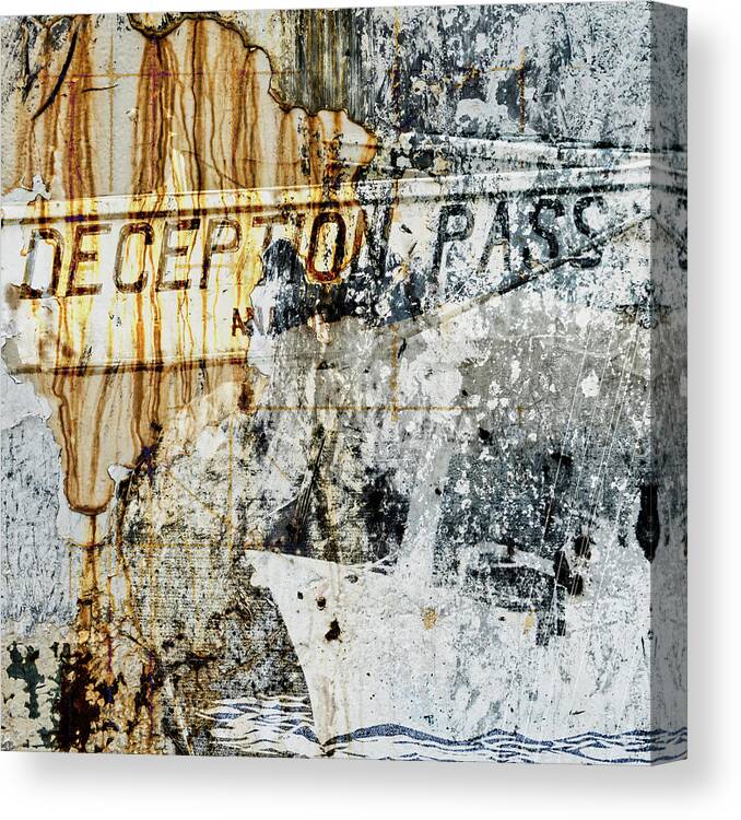 Deception Pass Canvas Print featuring the mixed media Deception Pass Montage by Carol Leigh