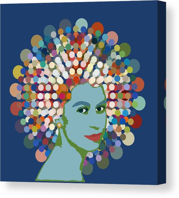 Dotty Canvas Print featuring the mixed media Disco Queen BLUE by BFA Prints