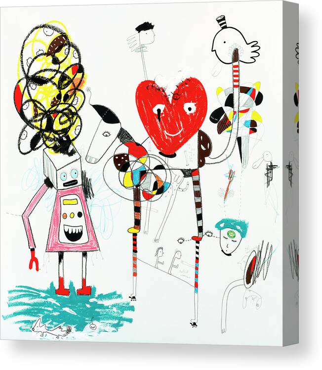 Donkey Of Love Canvas Print featuring the painting Donkey Of Love by Oodlies