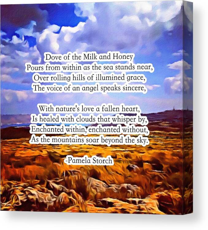 Pamela Storch Canvas Print featuring the digital art Dove of the Milk and Honey Poem by Pamela Storch