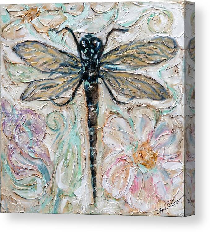 Ocean Canvas Print featuring the painting Dragonfly by Linda Olsen
