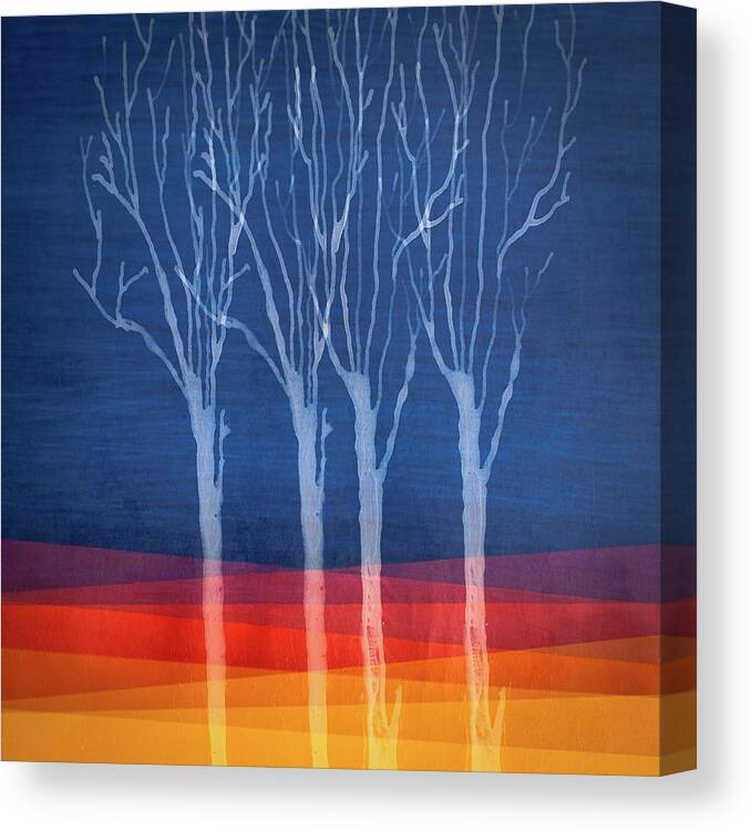 In A Row Canvas Print featuring the digital art Drawing Of Trees by Michael Adendorff