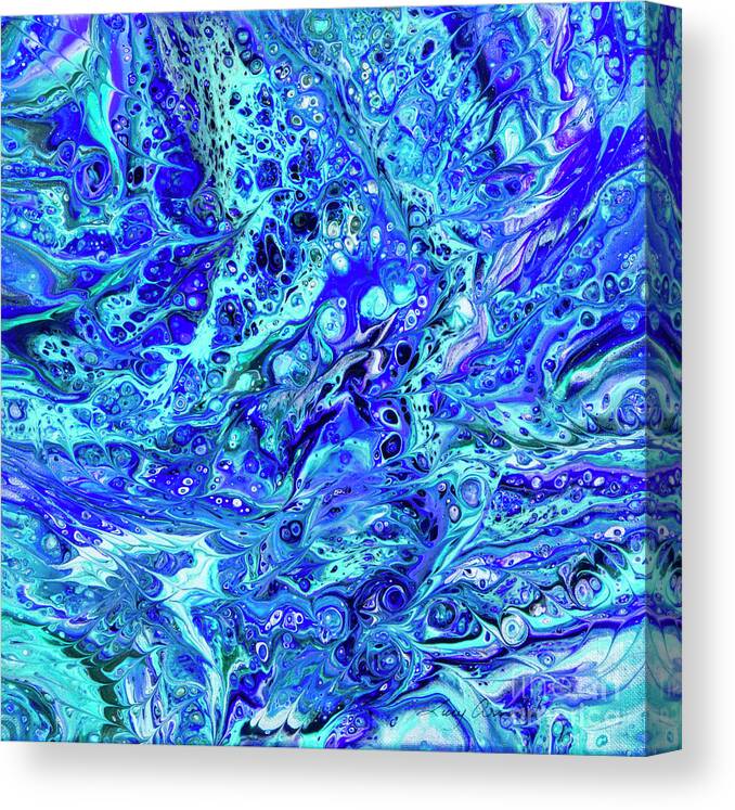 Poured Acrylics Canvas Print featuring the painting Dream in Purple and Green by Lucy Arnold