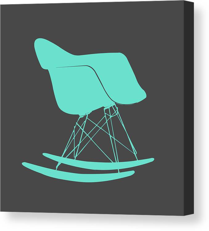  Canvas Print featuring the mixed media Eames Rocking Chair Teal by Naxart Studio