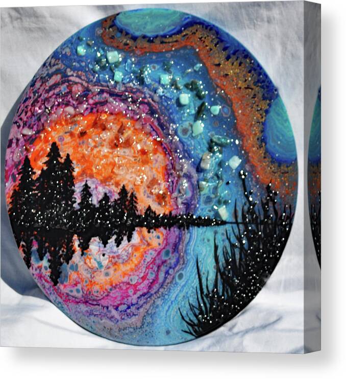Mixed Media Canvas Print featuring the mixed media Earth Gems #19W160 round by Lori Sutherland