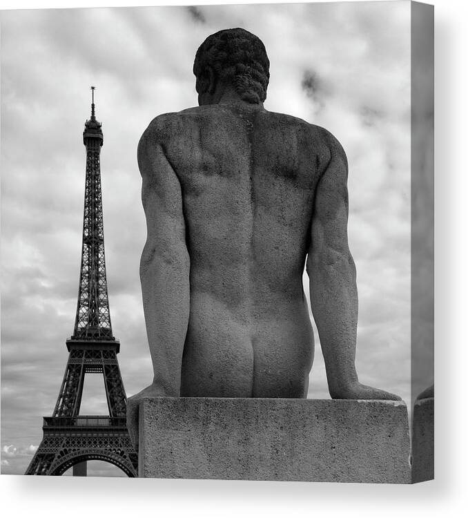 Eiffel Tower Canvas Print featuring the photograph Eiffel And Man by Moises Levy