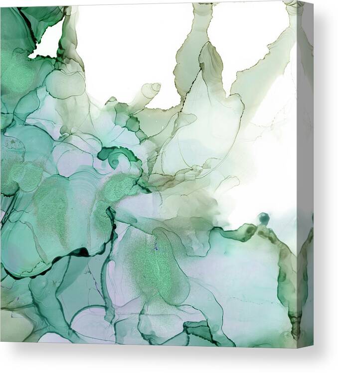 Abstract Canvas Print featuring the painting Emerald Cavern II by Jennifer Goldberger