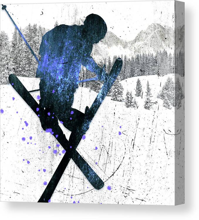 Extreme Skier 04 Canvas Print featuring the mixed media Extreme Skier 04 by Lightboxjournal