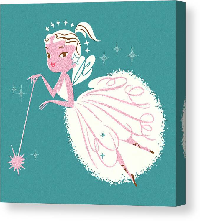 Apparel Canvas Print featuring the drawing Fairy Princess with Wand by CSA Images