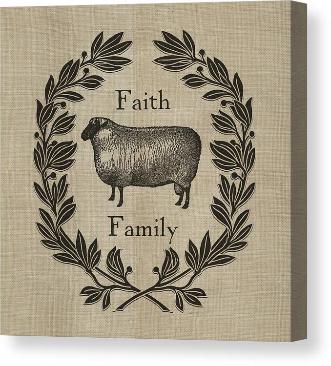 Faith Family Sheep Canvas Print featuring the mixed media Faith Family Sheep by Marcee Duggar