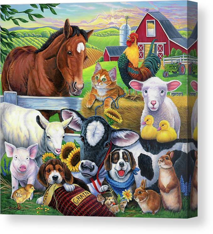 Farm Friends Canvas Print featuring the painting Farm Friends by Jenny Newland