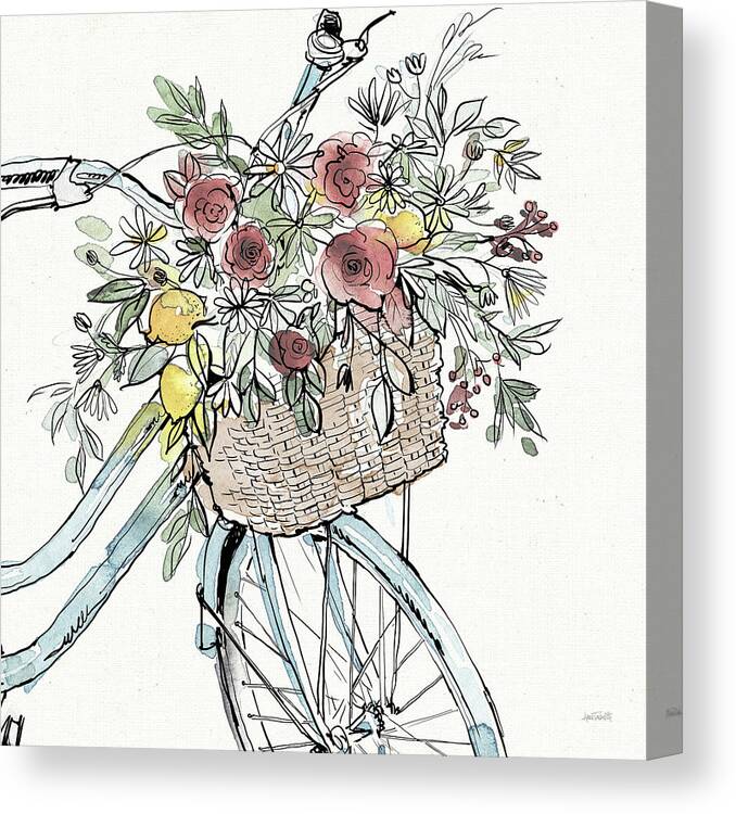 Baskets Canvas Print featuring the painting Farmhouse Flea Market Bike I by Anne Tavoletti