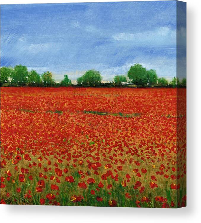 Landscapes Canvas Print featuring the painting Field Of Poppies I by Tim Otoole