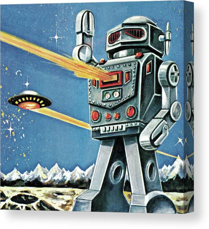 Ai Canvas Print featuring the drawing Fighting Robot by CSA Images
