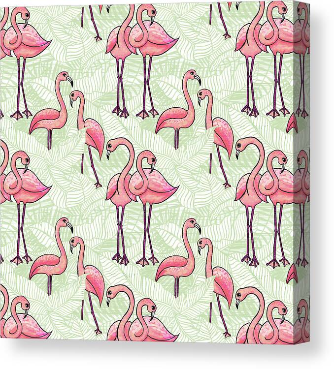 Flamingo Canvas Print featuring the painting Flamingo Pattern by Jen Montgomery