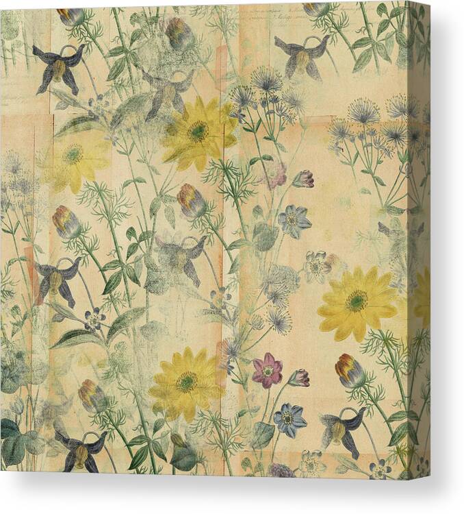 Floral Collage Layered Papers Canvas Print featuring the mixed media Floral Collage Layered Papers by Marcee Duggar