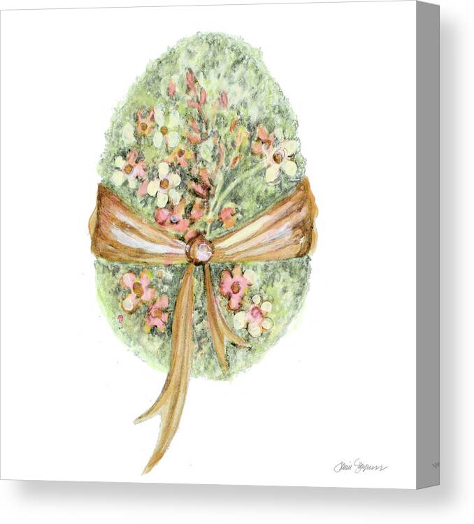 Floral Canvas Print featuring the mixed media Floral Easter Egg II by Janice Gaynor