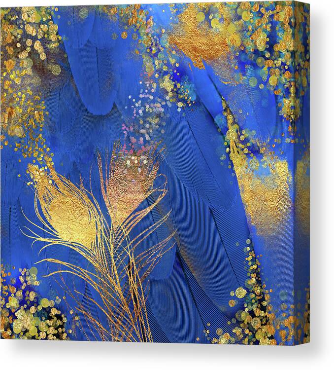 Floral Feathers Canvas Print featuring the digital art Floral Feathers by Tina Lavoie