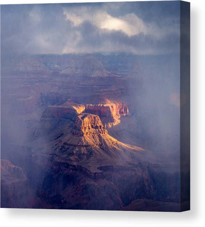 Grand Canyon Canvas Print featuring the photograph Foggy Morning In Grand Canyon by Ning Lin
