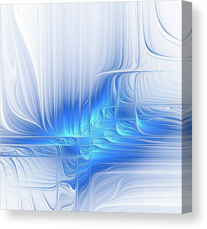 Lines Canvas Print featuring the photograph Fractal Abstract Of Blue And White Lines. by David Parker/science Photo Library