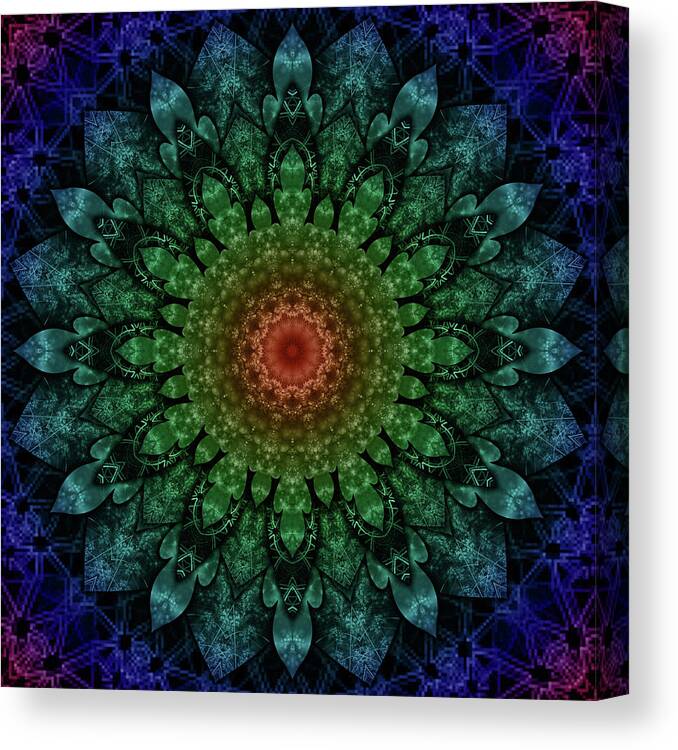 Fractal Mandala 10 Canvas Print featuring the mixed media Fractal Mandala 10 by Delyth Angharad