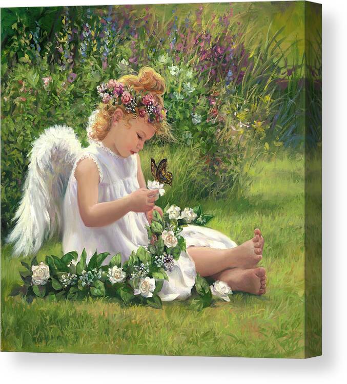 Angel Canvas Print featuring the painting Garden Angel by Laurie Snow Hein