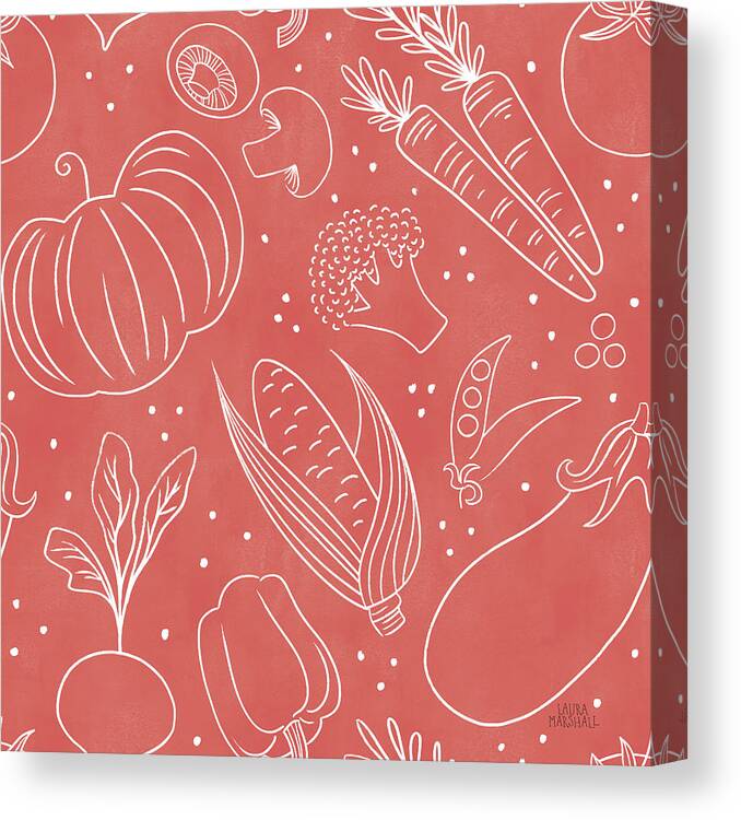 Broccoli Canvas Print featuring the drawing Garden Goodies Pattern Id by Laura Marshall