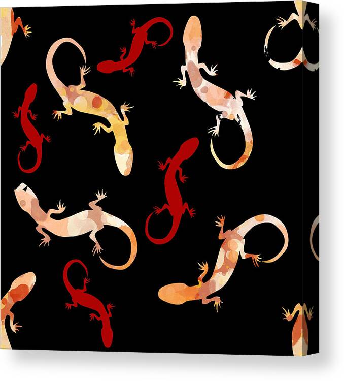 Gecko Canvas Print featuring the mixed media Gecko Pattern by Christina Rollo