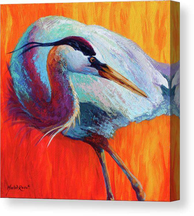 Glance Heron Canvas Print featuring the painting Glance Heron by Marion Rose
