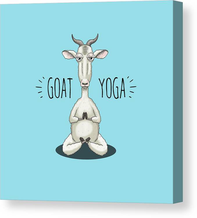 Goat Yoga Canvas Print featuring the digital art GOAT YOGA - Meditating Goat by Laura Ostrowski