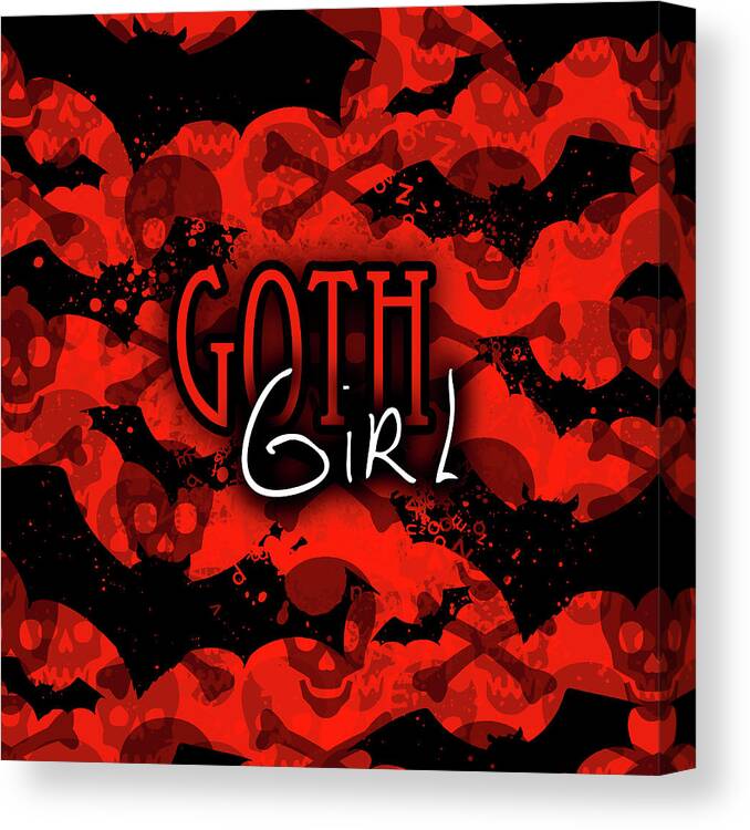 Goth Canvas Print featuring the digital art Goth Girl Graphic by Roseanne Jones
