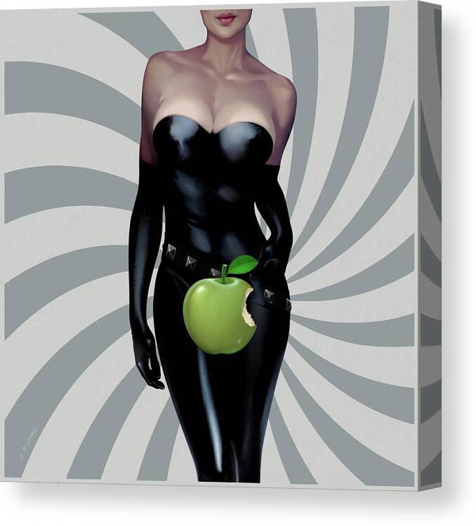 Apple Canvas Print featuring the mixed media Green Apple Swirl by Udo Linke